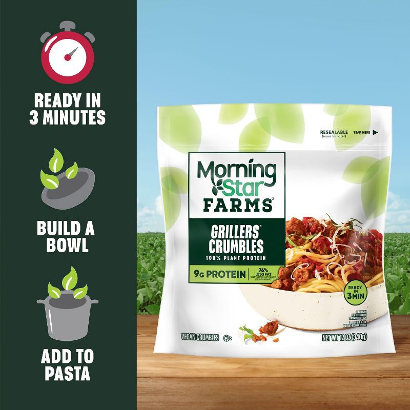 slide 5 of 7, Morningstar Farms Veggie Meal Starters Grillers Frozen Crumbles - 12oz, 12 oz