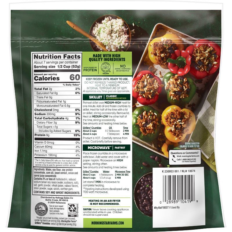 slide 7 of 7, Morningstar Farms Veggie Meal Starters Grillers Frozen Crumbles - 12oz, 12 oz