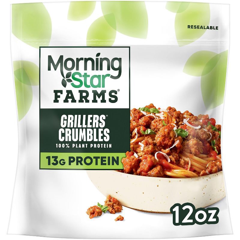 slide 1 of 6, MorningStar Farms Meal Starters Frozen Vegan Crumbles Grillers - 12oz, 12 oz