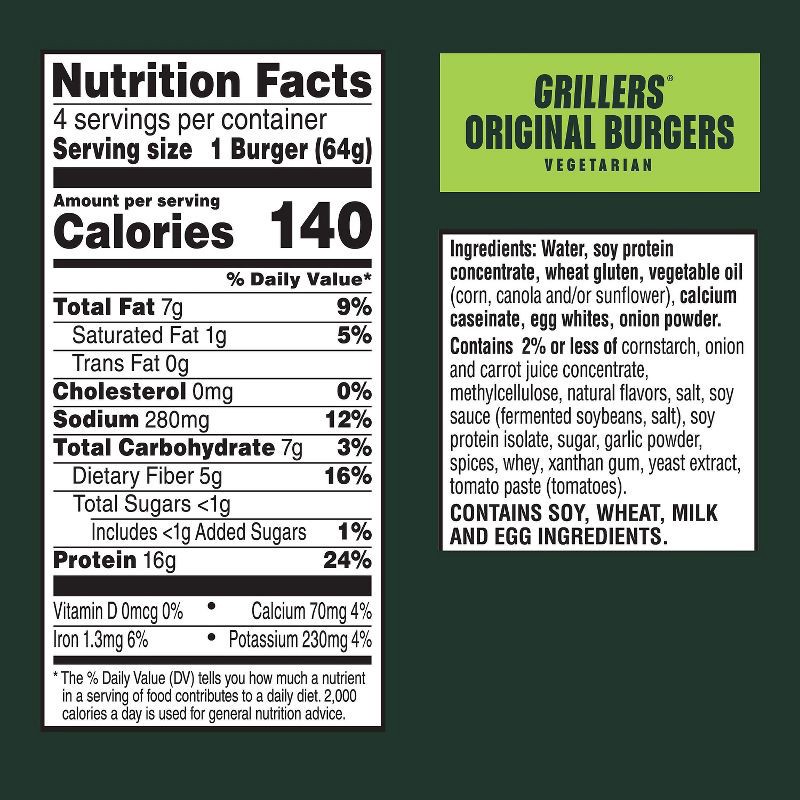 slide 3 of 8, MorningStar Farms Frozen Veggie Burgers Grillers Original - 9oz/4ct, 4 ct; 9 oz