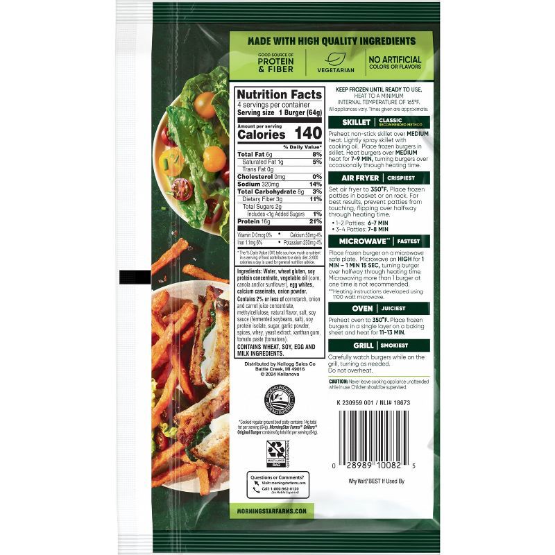 slide 8 of 8, MorningStar Farms Frozen Veggie Burgers Grillers Original - 9oz/4ct, 4 ct; 9 oz