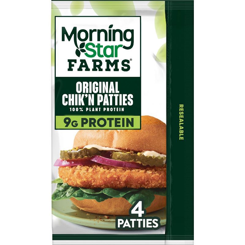 slide 1 of 7, MorningStar Farms Plant Based Frozen Chik'n Patties Original - 10oz/4ct, 4 ct; 10 oz