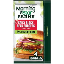 MorningStar Farms Veggie Frozen Burgers Spicy Black Bean - 9.5oz/4ct