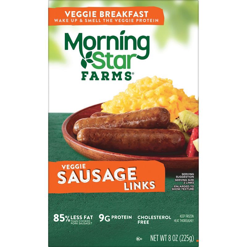 slide 4 of 8, Morningstar Farms Breakfast Veggie Sausage Links - Frozen - 8oz, 8 oz