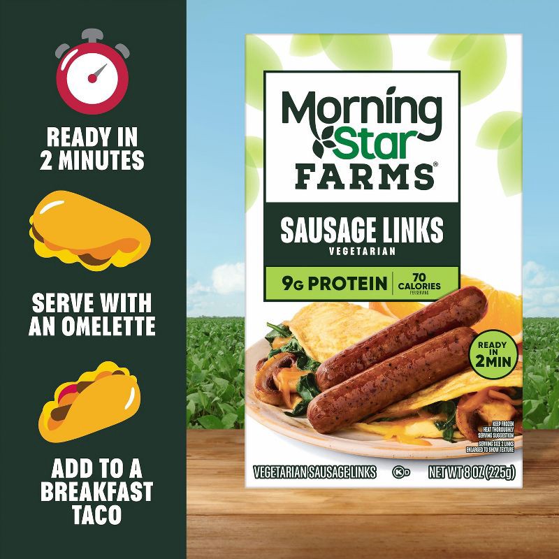 slide 5 of 9, MorningStar Farms Veggie Frozen Breakfast Veggie Sausage Links Original - 8oz, 8 oz