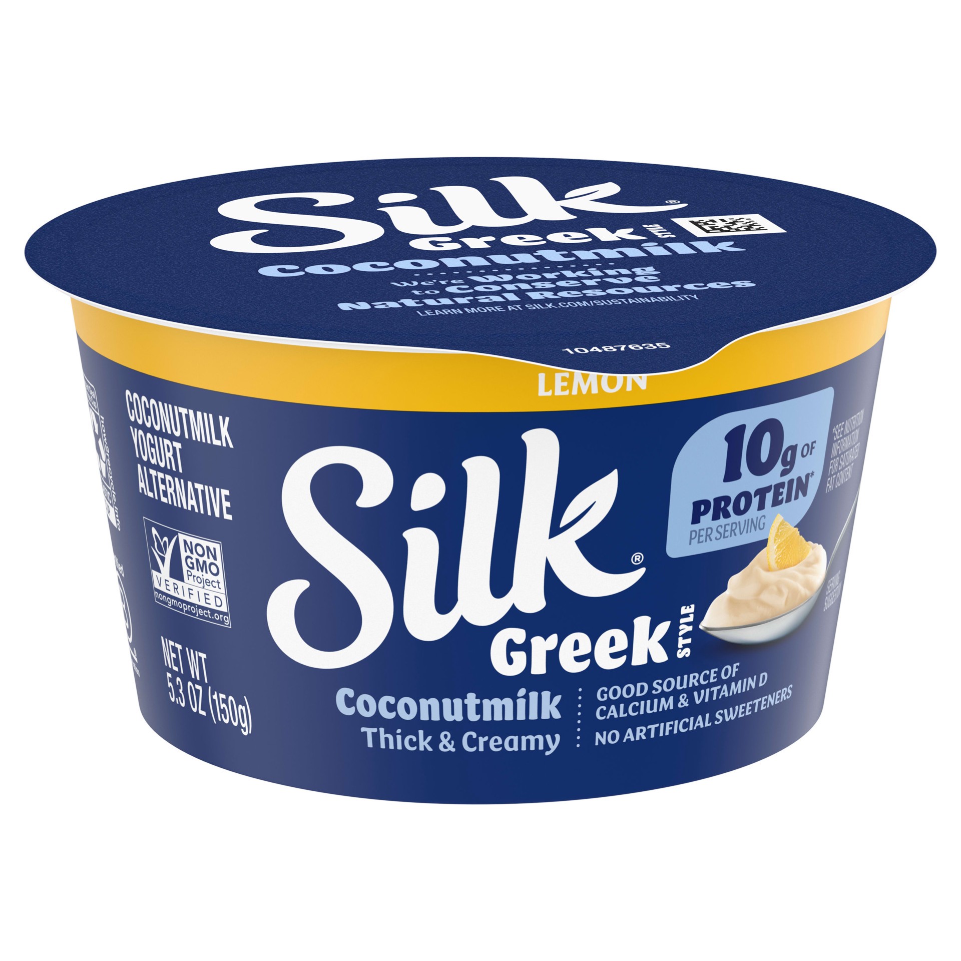 slide 5 of 5, Silk Lemon Dairy Free, Greek Style Coconut Milk Yogurt Alternative, Thick and Creamy Plant Based Yogurt with 10 Grams of Protein, 5.3 OZ Container, 5.3 oz