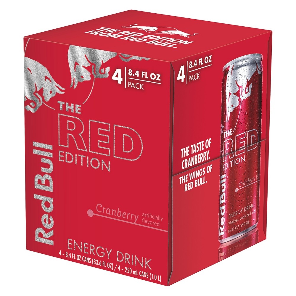 slide 5 of 8, Red Bull Red Edition Cranberry Energy Drink, 4 ct; 8.4 fl oz