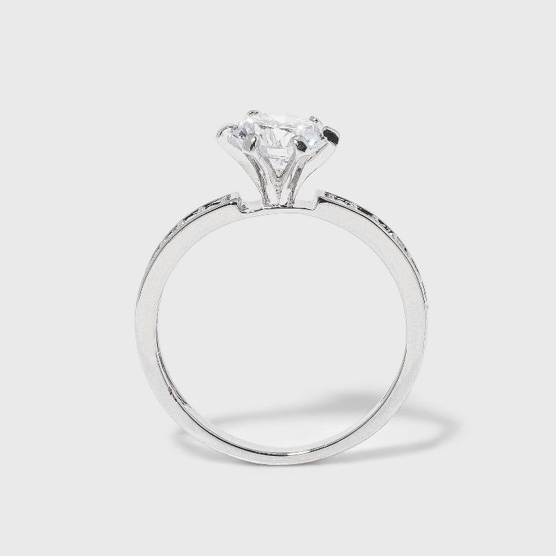 slide 2 of 2, Cubic Zirconia Engagement Ring - Silver 8: Distributed by Target, Polished Brass, Nickel-Free, Round Simulated Stone, Size 8, 1 ct