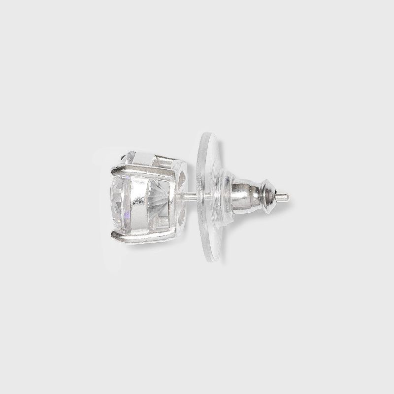slide 2 of 2, Sterling Silver Round Cubic Zirconia Stud Earring - A New Day™ Silver: Polished Nickel-Free Metal, Simulated Stone, 1 ct