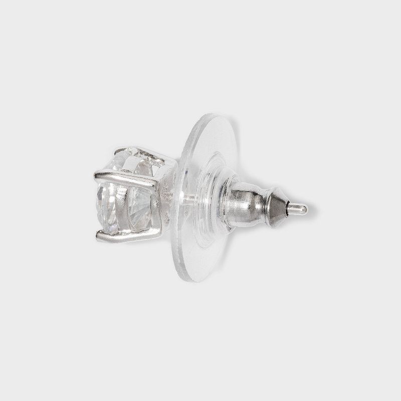 slide 2 of 2, Sterling Silver Small Round Cubic Zirconia Stud Earring - A New Day™ Silver: Polished Nickel-Free Metal, 1 ct