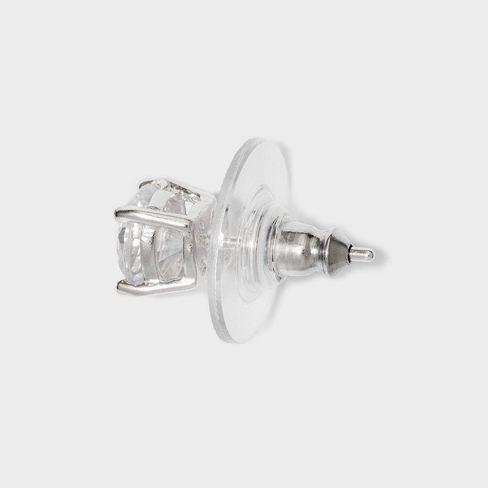 slide 2 of 2, Sterling Silver Small Round Cubic Zirconia Stud Earring - A New Day Silver, 1 ct