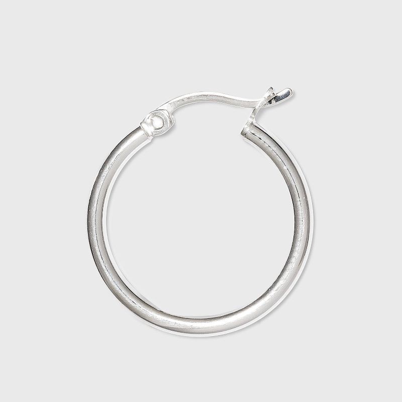 slide 2 of 2, Distributed by Target Sterling Silver Round Thin Hoop Earring - Silver: Polished Clip-In Clasp, Nickel-Free, Fashion Jewelry, 1 ct