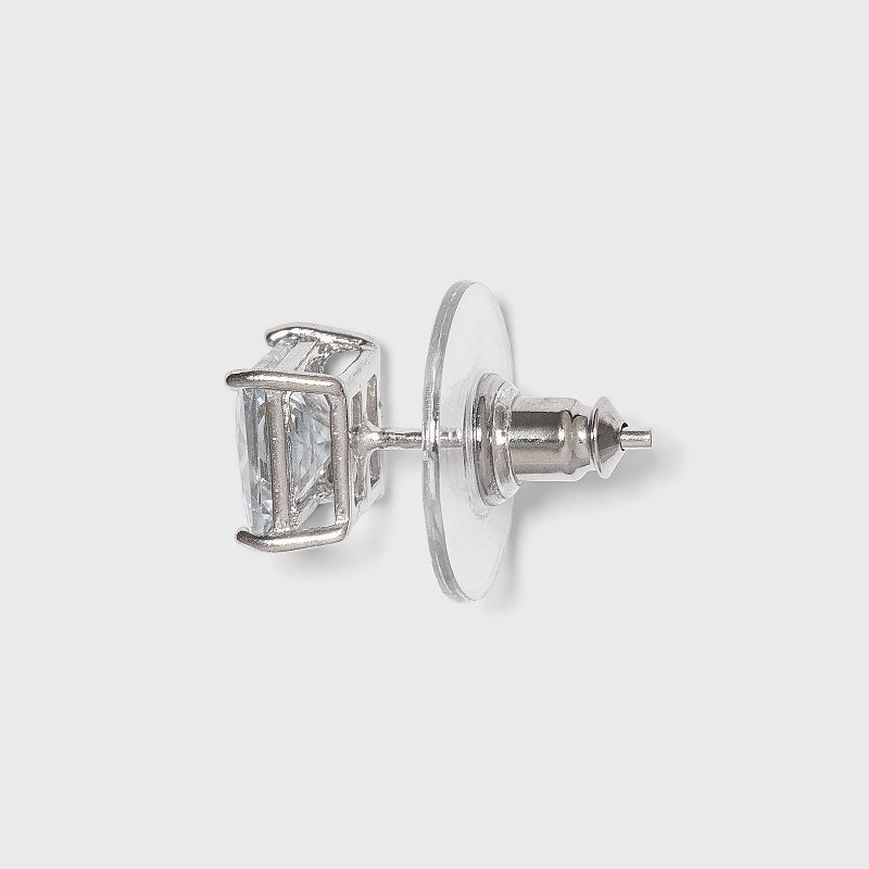 slide 2 of 2, Sterling Silver Cubic Zirconia Duo Square Stud Earring Set - A New Day™ Clear: Nickel-Free, Polished Finish, Basket Setting, 1 ct