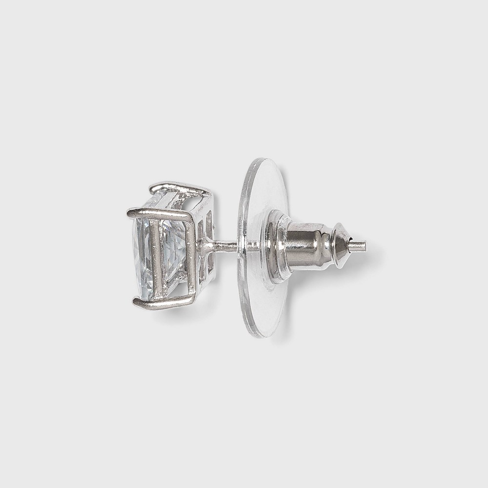 slide 2 of 2, Sterling Silver Cubic Zirconia Duo Square Stud Earring Set - A New Day Clear, 1 ct
