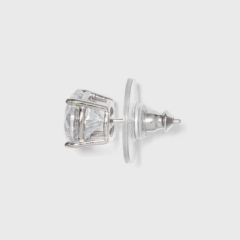 slide 2 of 2, Sterling Silver Cubic Zirconia Duo Stud Earring Set 2pc - A New Day™ Clear: Nickel-Free, Polished Finish, 2 ct