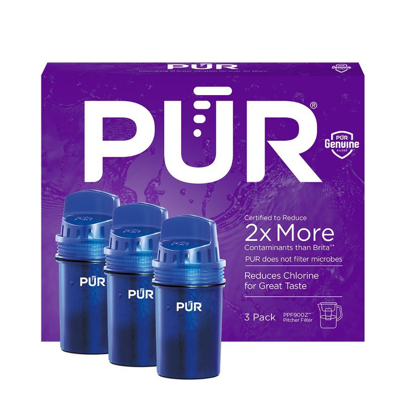 slide 12 of 12, PUR Filtration PUR Water Pitcher Replacement Filter - 3 Pack: Reduces Odors, Filters Chlorine & Mercury, 40 Gallon Life, Blue, 3 ct, 40 gal