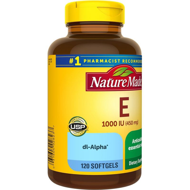 slide 2 of 5, Nature Made Vitamin E 1000 IU (450 mg) dl-Alpha Softgels - 120ct, 120 ct; 450 mg