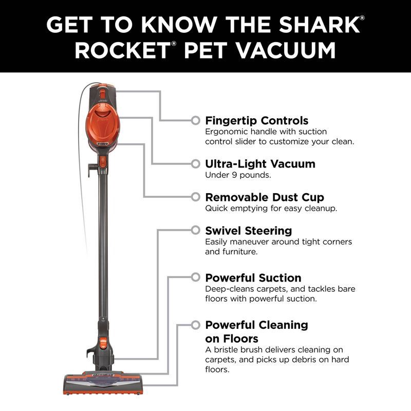 slide 12 of 18, Shark Rocket Ultra-Light Corded Stick Vacuum - HV301, 1 ct