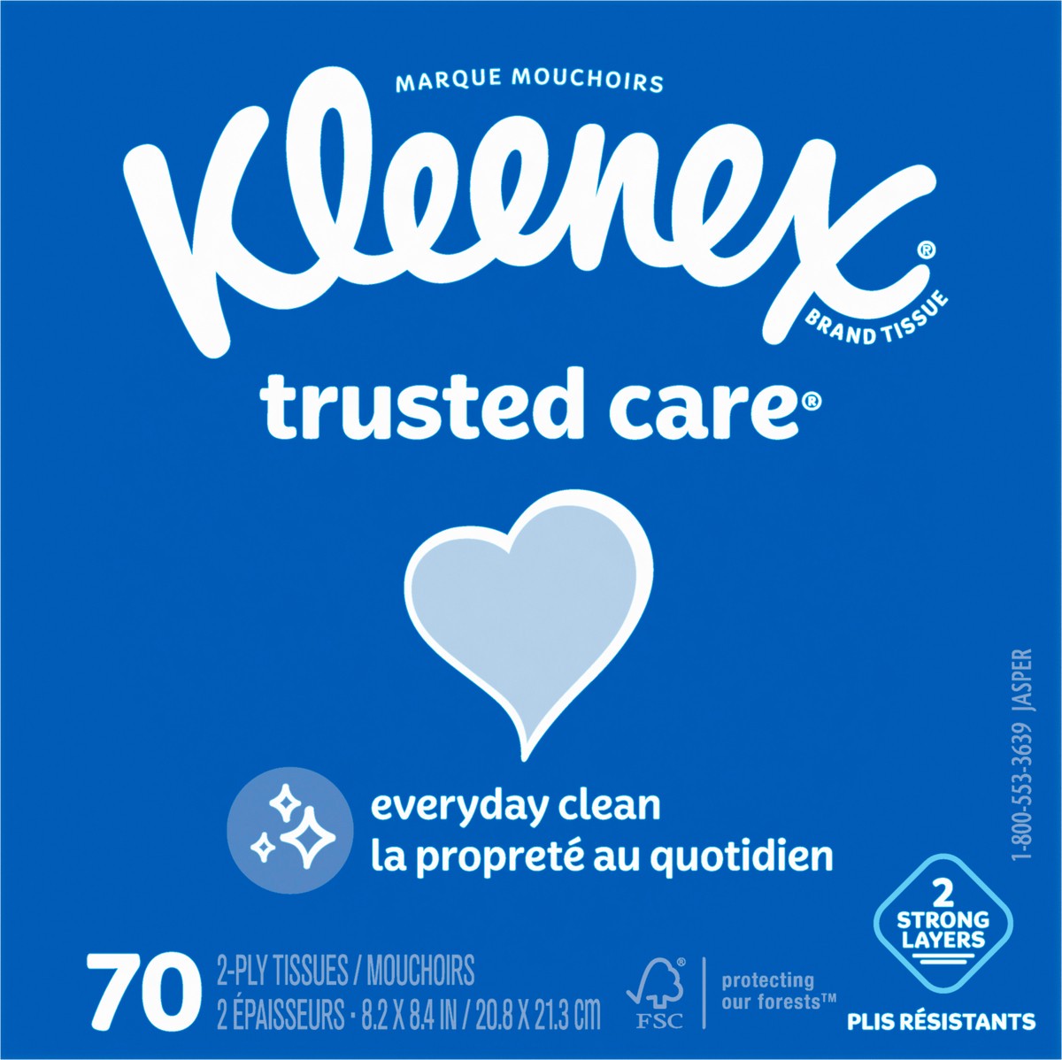 slide 5 of 8, Kleenex Trusted Care Facial Tissues, 1 Cube Box, 70 Tissues per Box, 2-Ply, 70 ct