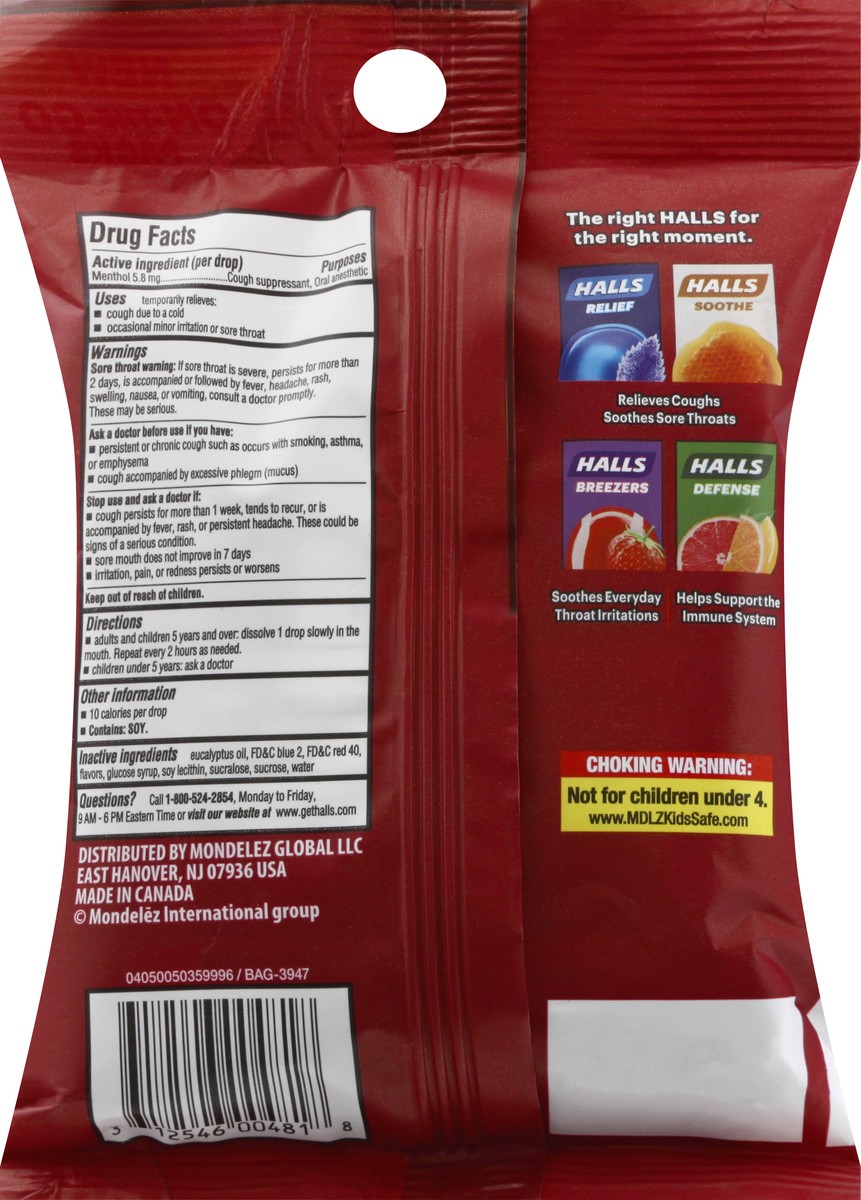 slide 8 of 11, HALLS Relief Cherry Cough Drops, 3 On-the-Go Packs of 8 Drops (24 Drops Total)
, 2.62 oz
