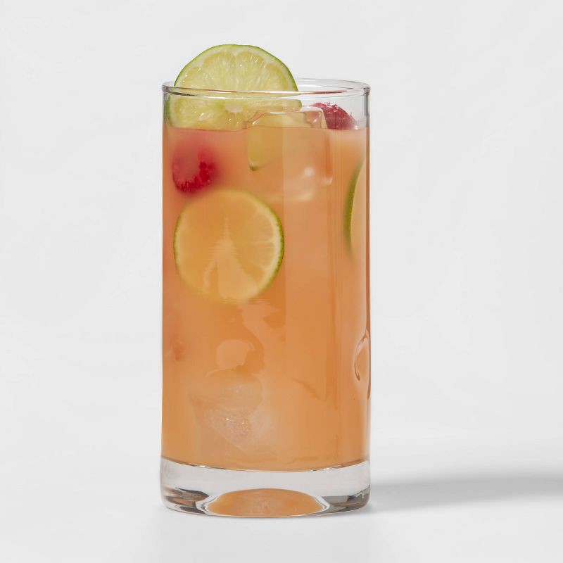 slide 3 of 3, 16.8 fl oz 4pk Glass Telford Tall Tumblers - Threshold™: Dishwasher-Safe Blown Glass Drinkware for Cold Beverages, 16.8 fl oz, 4 ct