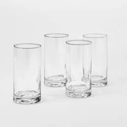 16.8 fl oz 4pk Glass Telford Tall Tumblers - Threshold™: Dishwasher-Safe Blown Glass Drinkware for Cold Beverages