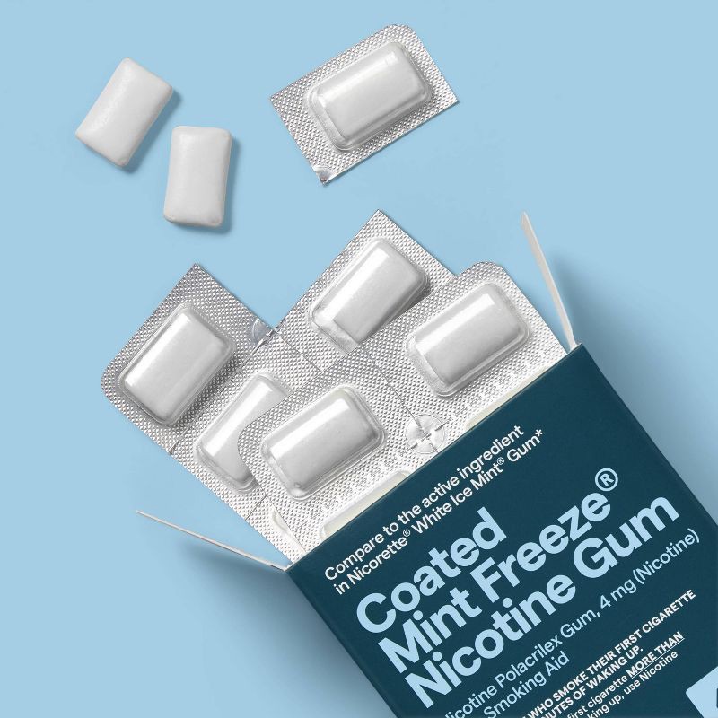 slide 2 of 3, 4mg Coated Nicotine Gum Stop Smoking Aid - Mint Freeze - 20ct - up&up™, 