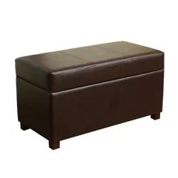 Essex Double Storage Bench Chocolate - Threshold™: Upholstered, No Assembly, Padded Seat