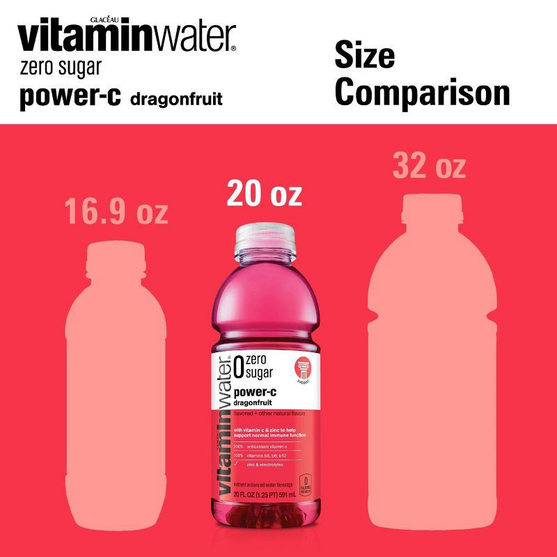 slide 7 of 7, Vitamin Water vitaminwater zero power-c dragonfruit - 20 fl oz Bottle, 20 fl oz