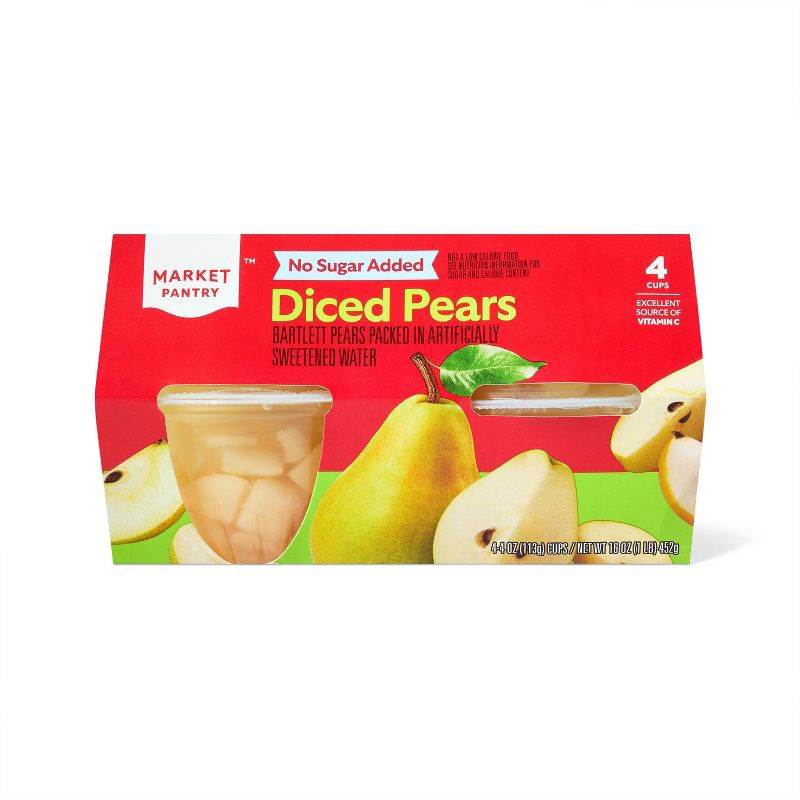 slide 1 of 3, Diced Pear Cups 4ct - Market Pantry™, 4 ct