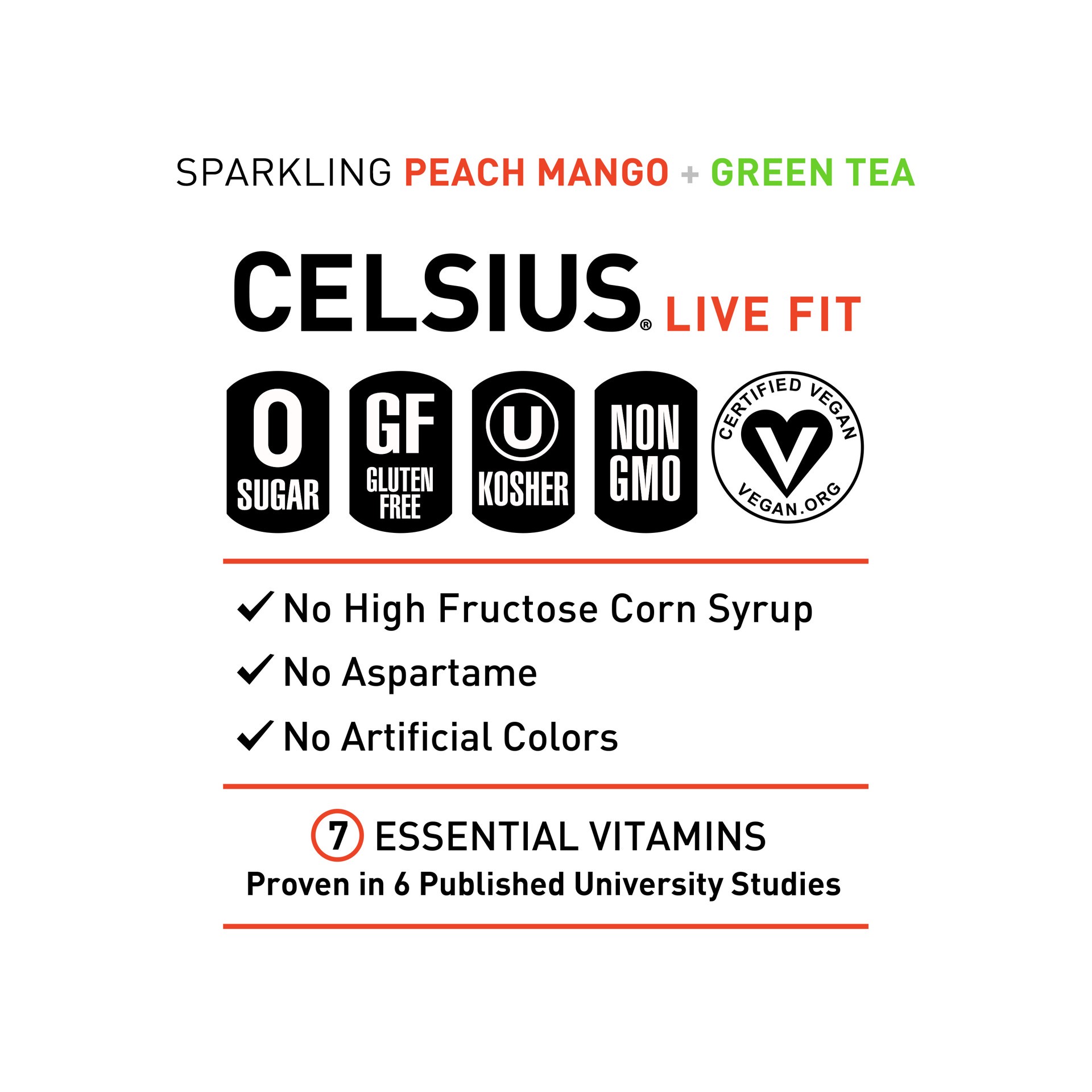 slide 6 of 6, CELSIUS Peach Mango Green Tea Energy Drink, 12 fl oz