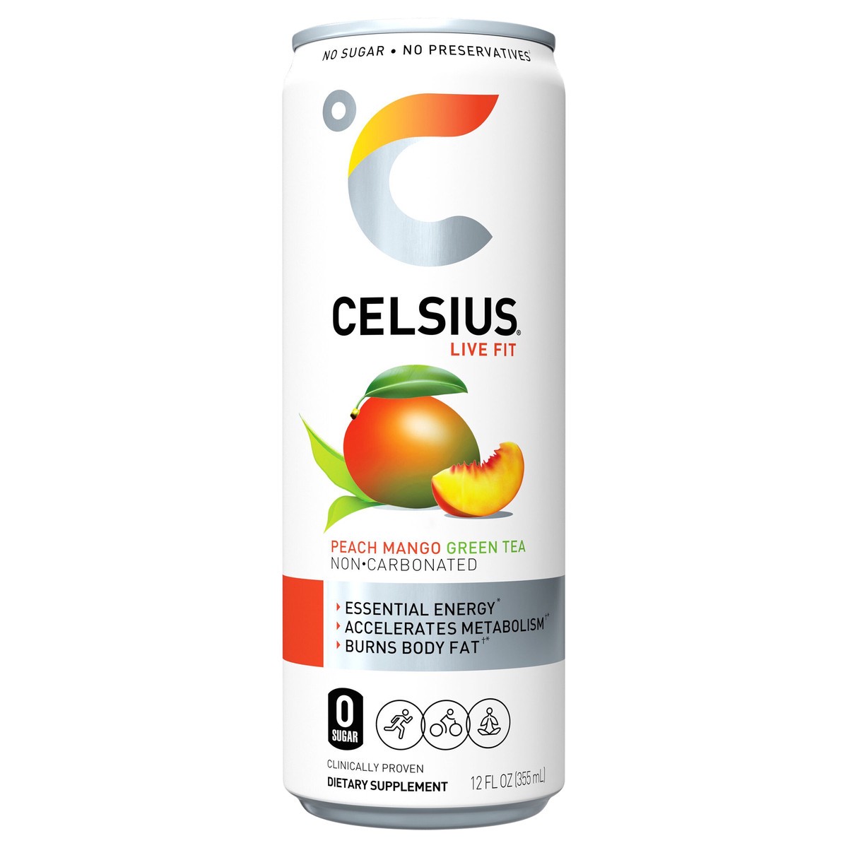 slide 1 of 6, CELSIUS Peach Mango Green Tea Energy Drink, 12 fl oz