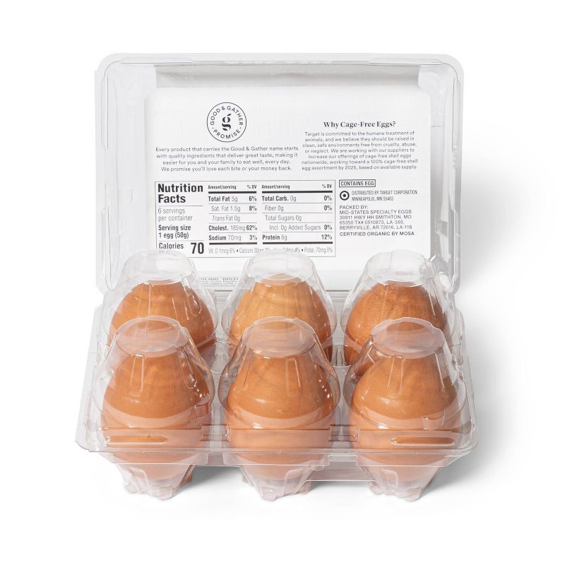 slide 2 of 3, Organic Cage-Free Grade A Large Brown Eggs - 6ct - Good & Gather™, 6 ct