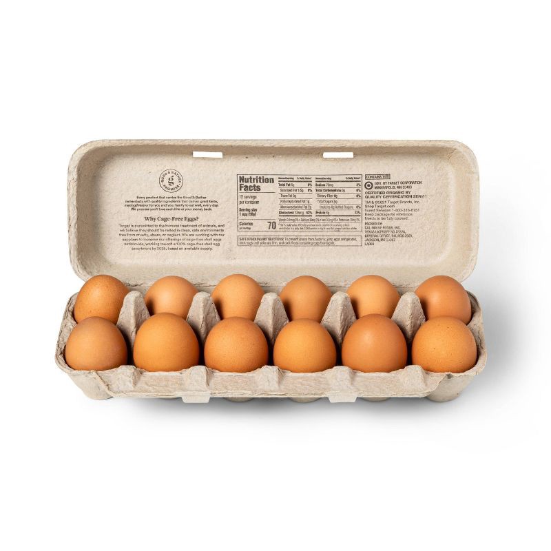 slide 3 of 6, Organic Cage-Free Fresh Grade A Large Brown Eggs - 12ct - Good & Gather™, 12 ct
