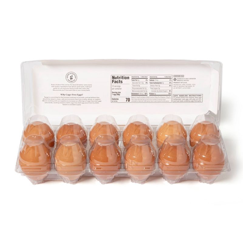 slide 2 of 3, Cage-Free Fresh Grade A Large Brown Eggs - 12ct - Good & Gather™, 12 ct