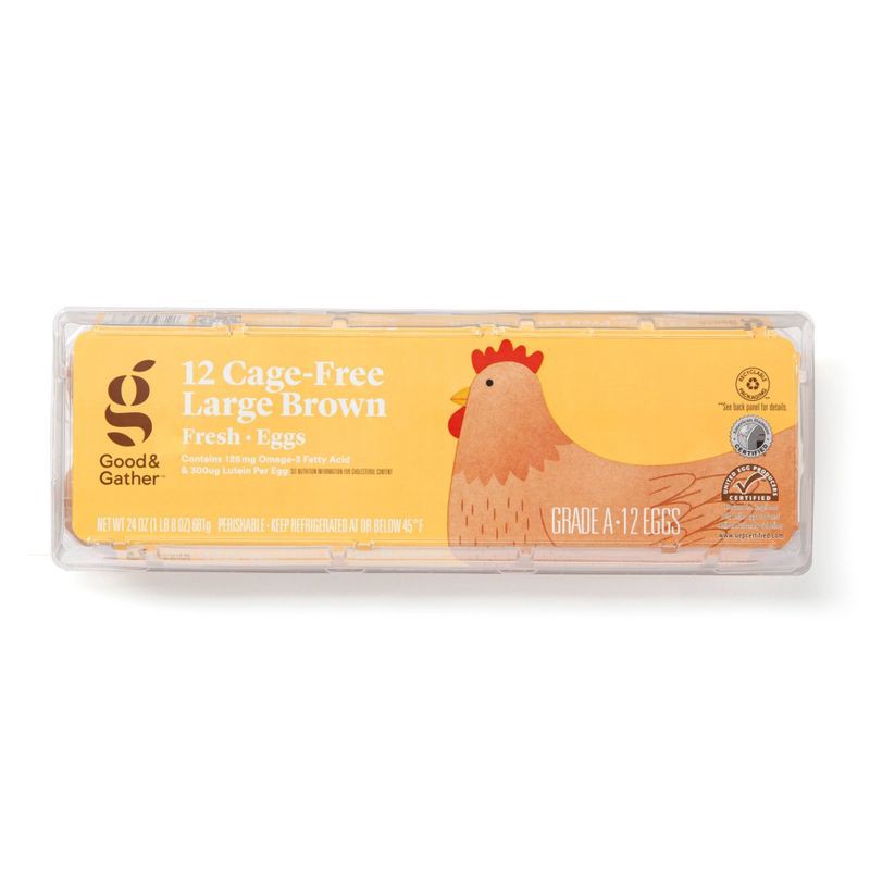 slide 3 of 3, Cage-Free Fresh Grade A Large Brown Eggs - 12ct - Good & Gather™, 12 ct