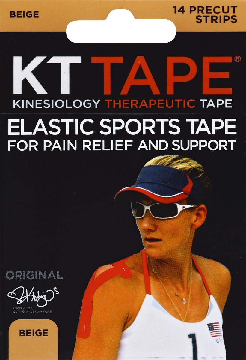 slide 3 of 4, KT Tape Sports Tape, Elastic, Beige, Original, Precut Strips, 20 ct