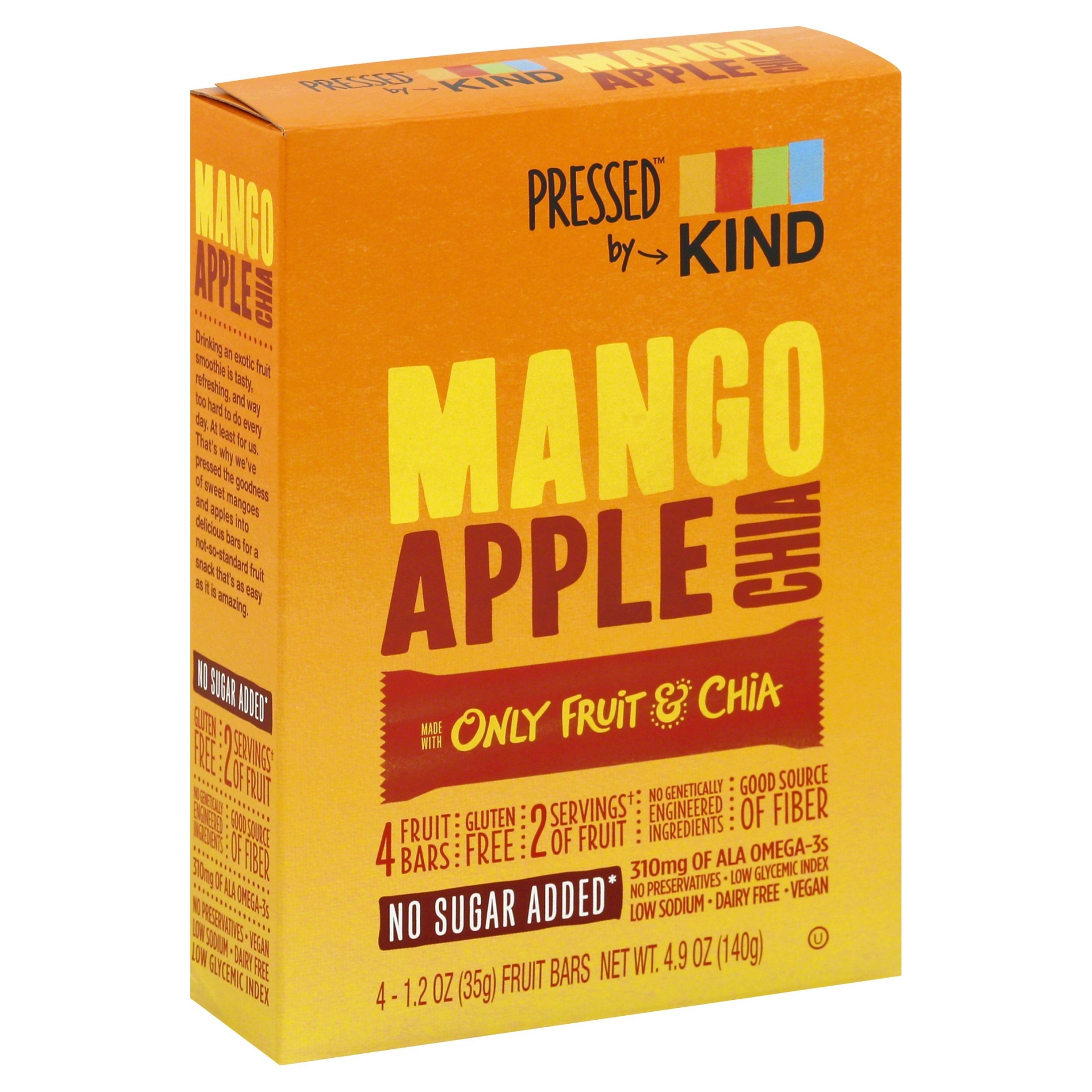 slide 1 of 1, KIND Pressed Mango Apple Chia Fruit Bars, 4 ct; 1.2 oz