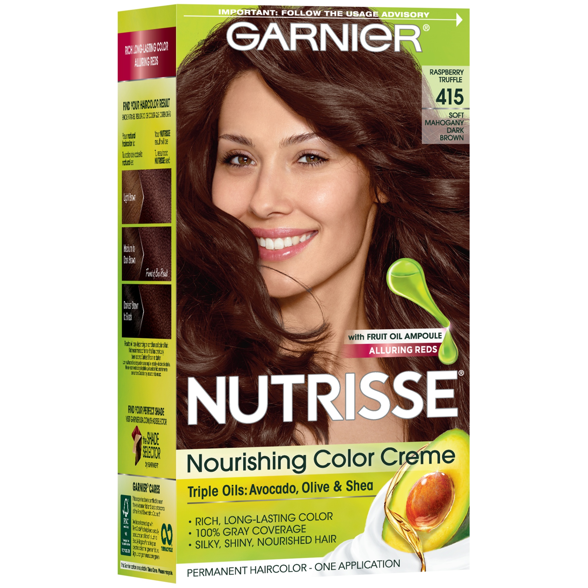 slide 2 of 7, Garnier Nutrisse Nourishing Color Creme 415 Soft Mahogany Dark Brown, 1 ct