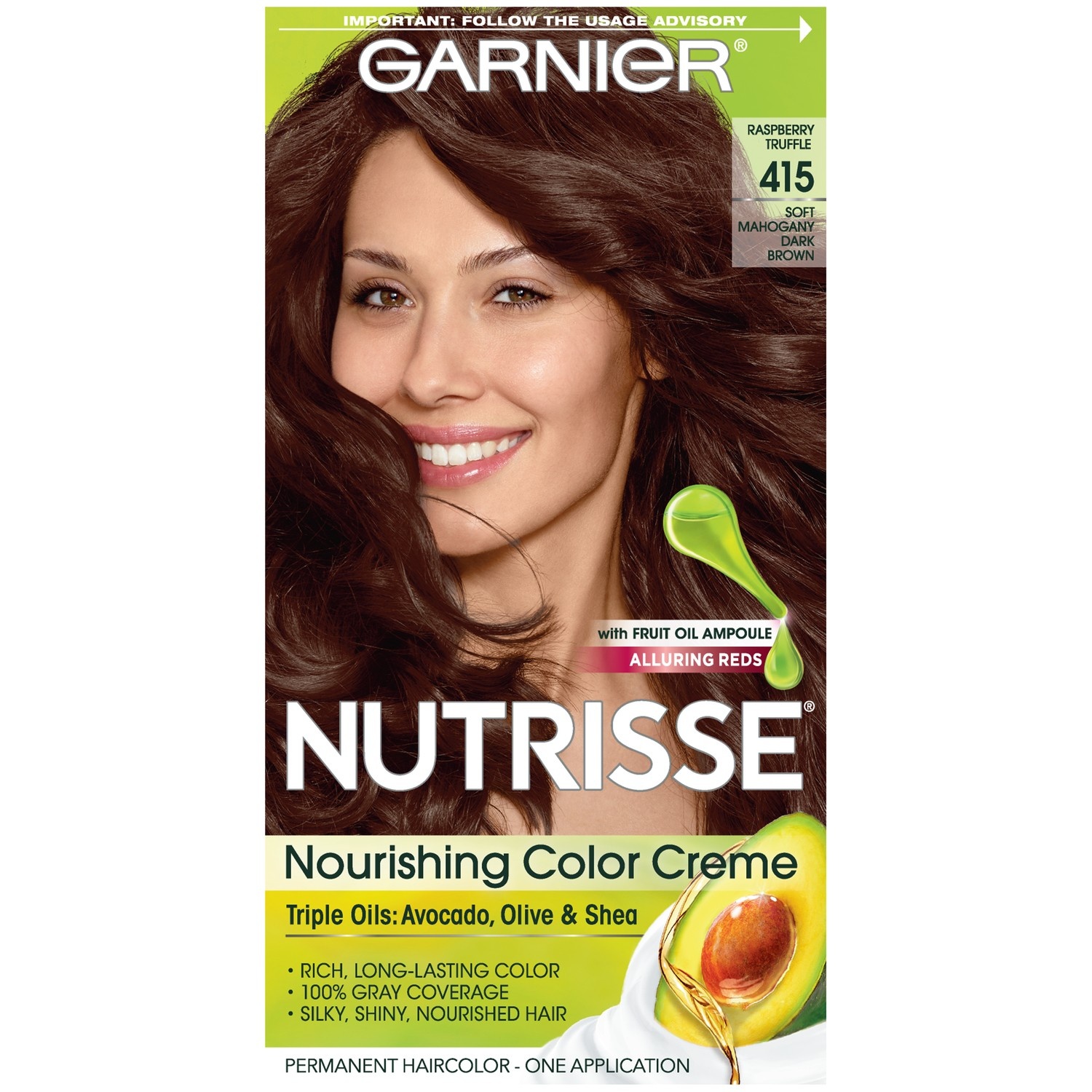 slide 1 of 7, Garnier Nutrisse Nourishing Color Creme 415 Soft Mahogany Dark Brown, 1 ct