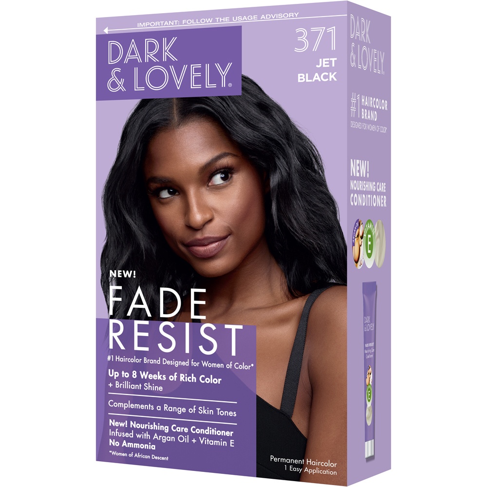 slide 4 of 8, Dark and Lovely Fade Resist Permanent Hair Color - 371 Jet Black, 1 ct