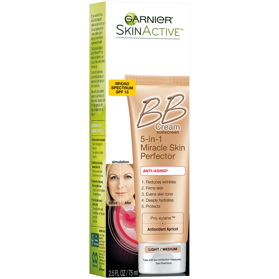 slide 2 of 6, Garnier Skinactive Miracle Skin Perfector BB Cream Anti-Aging Light/Medium, 2.5 fl oz