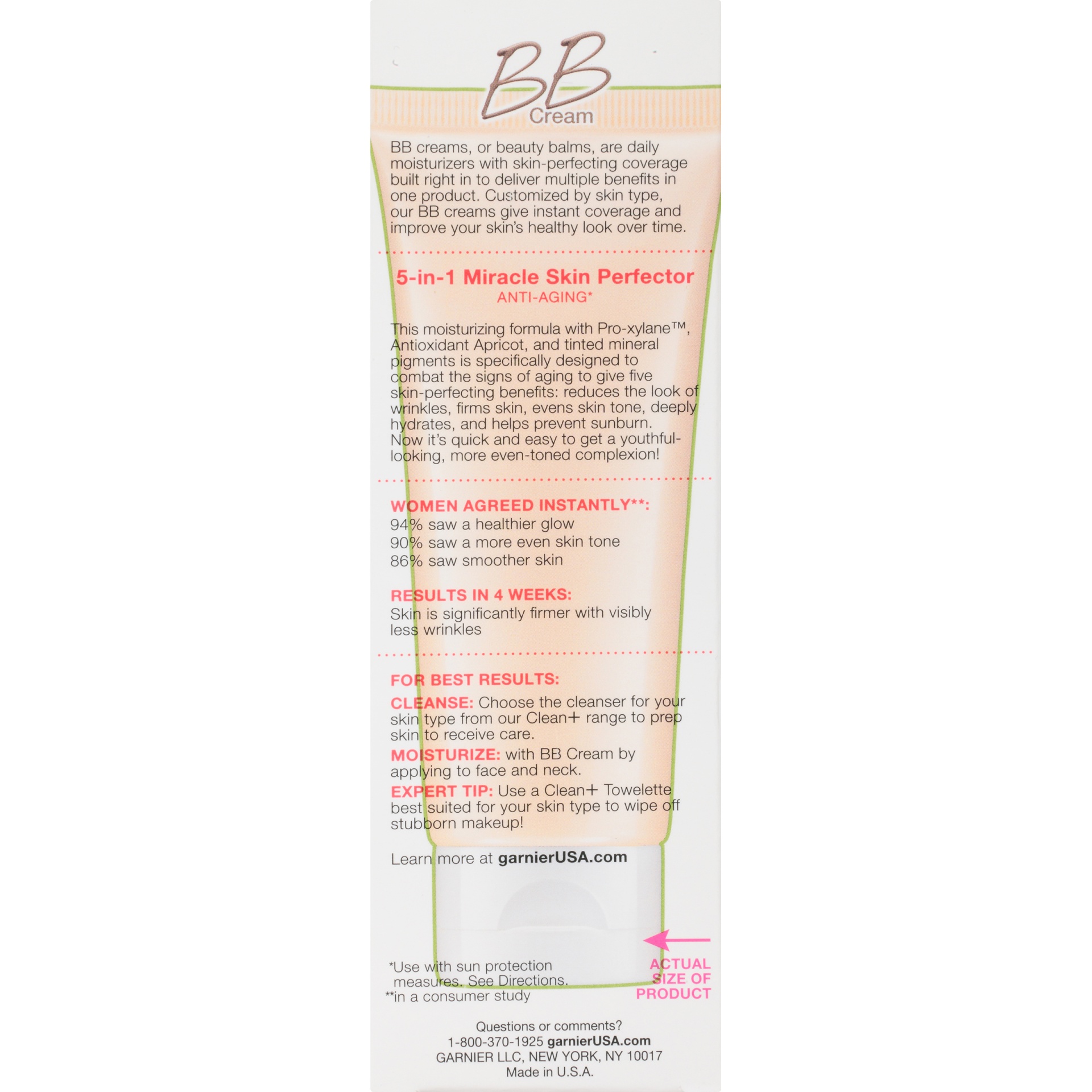 slide 6 of 6, Garnier Skinactive Miracle Skin Perfector BB Cream Anti-Aging Light/Medium, 2.5 fl oz