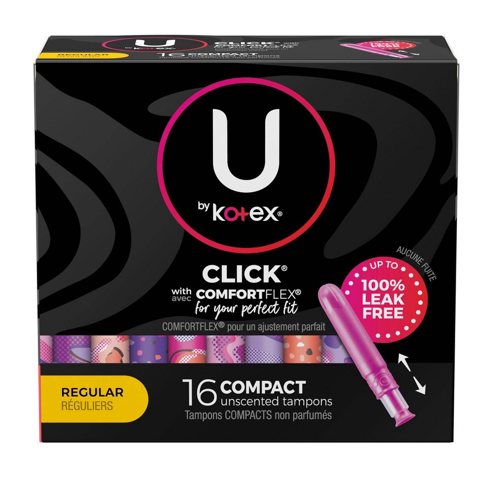 slide 5 of 10, U by Kotex Click Compact Tampons - Regular - Unscented, 16 ct