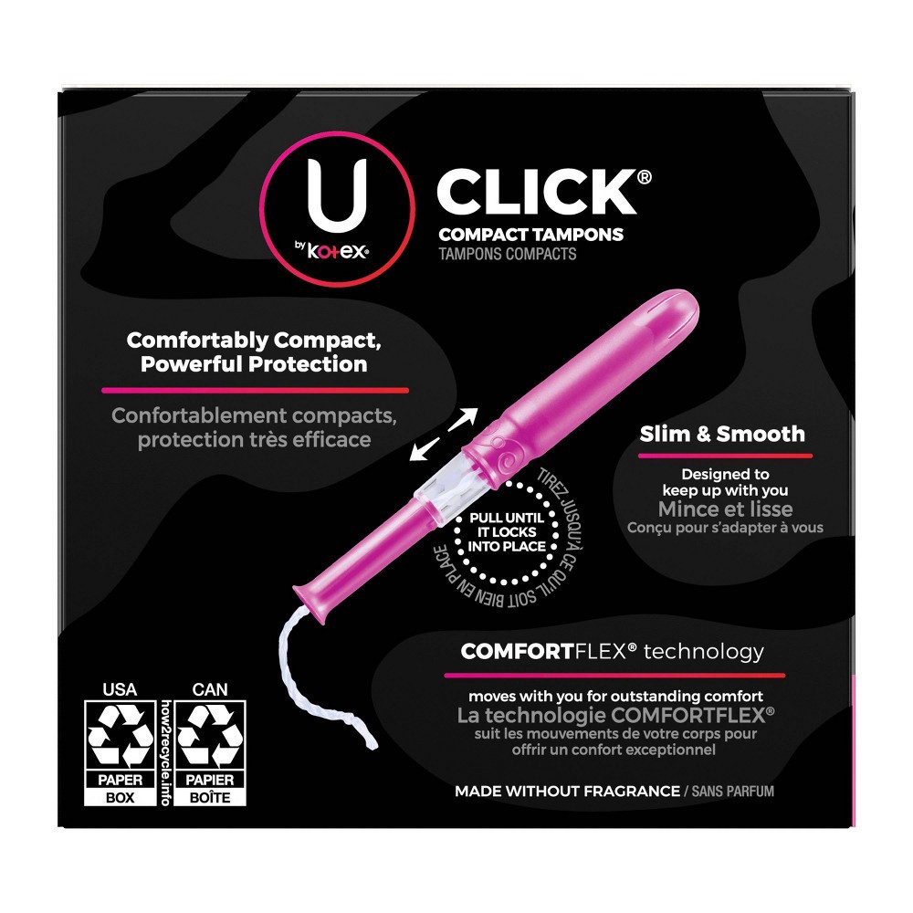 slide 8 of 10, U by Kotex Click Compact Tampons - Regular - Unscented, 16 ct