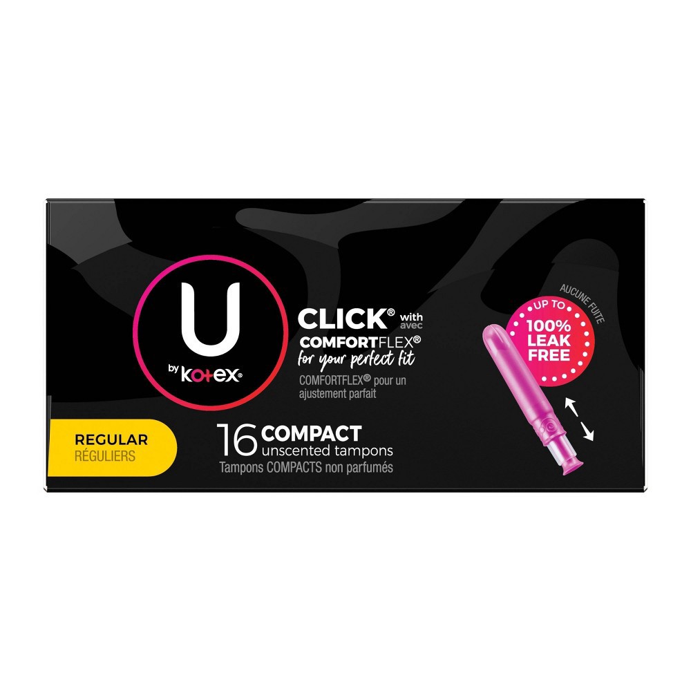 U by Kotex Click Compact Regular Absorbency Unscented Tampons, 16