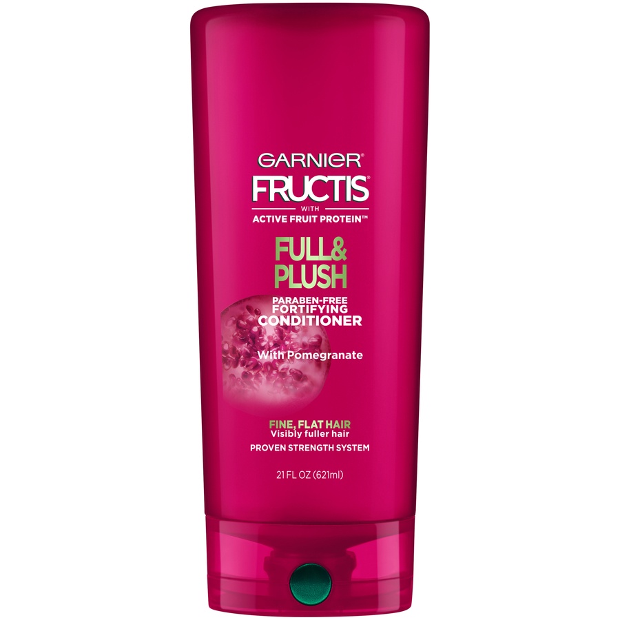 slide 1 of 3, Garnier Fructis With Active Fruit Protein Full & Plush Fortifying Conditioner With Pomegranate, 21 oz