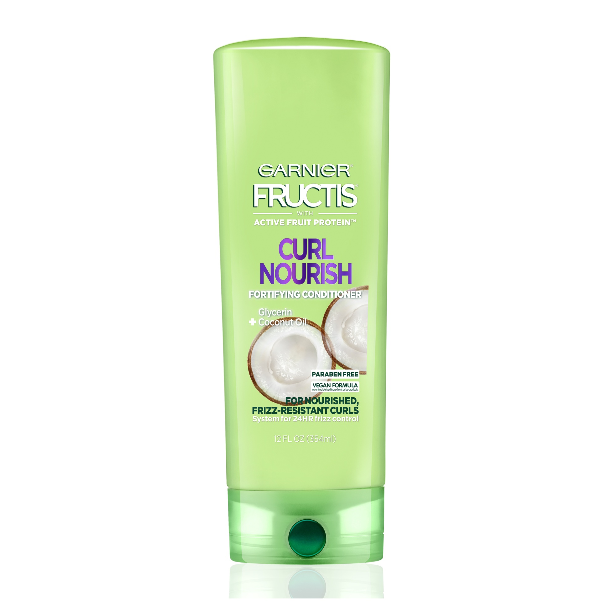 slide 2 of 2, Garnier Fructis With Active Fruit Protein Curl Nourish Fortifying Conditioner With Coconut, Jojoba & Macadamia Oils, 12 fl oz