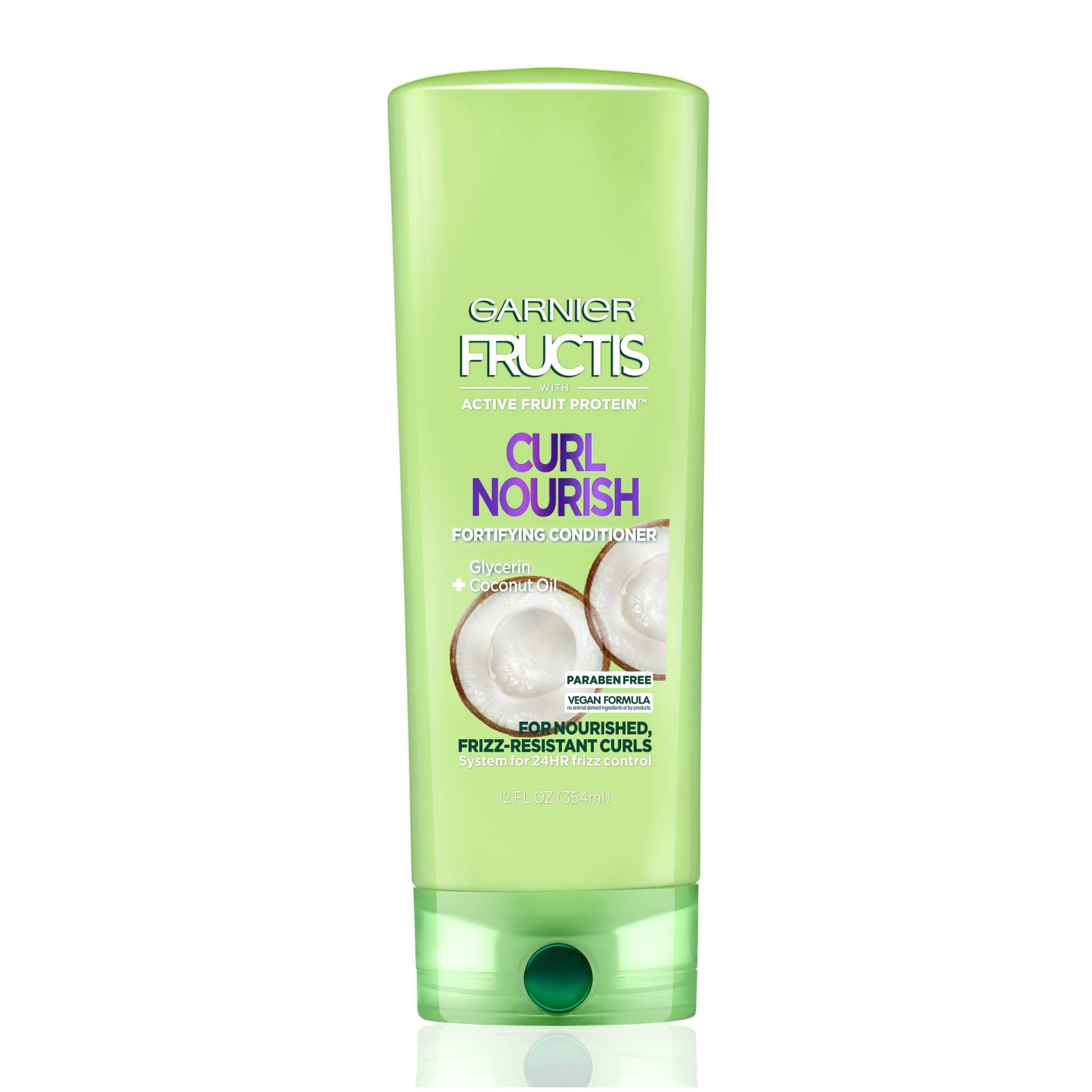 slide 1 of 2, Garnier Fructis With Active Fruit Protein Curl Nourish Fortifying Conditioner With Coconut, Jojoba & Macadamia Oils, 12 fl oz