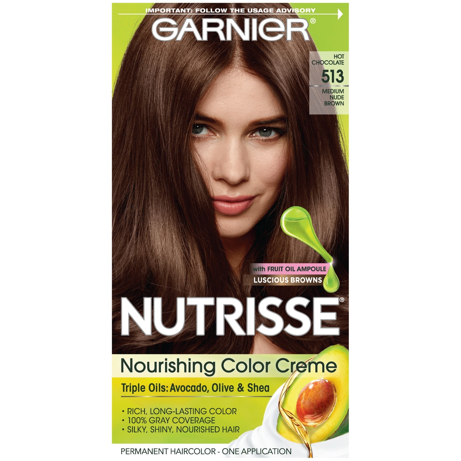 slide 1 of 10, Garnier Nutrisse Nourishing Color Creme 513 Medium Nude Brown, 1 ct